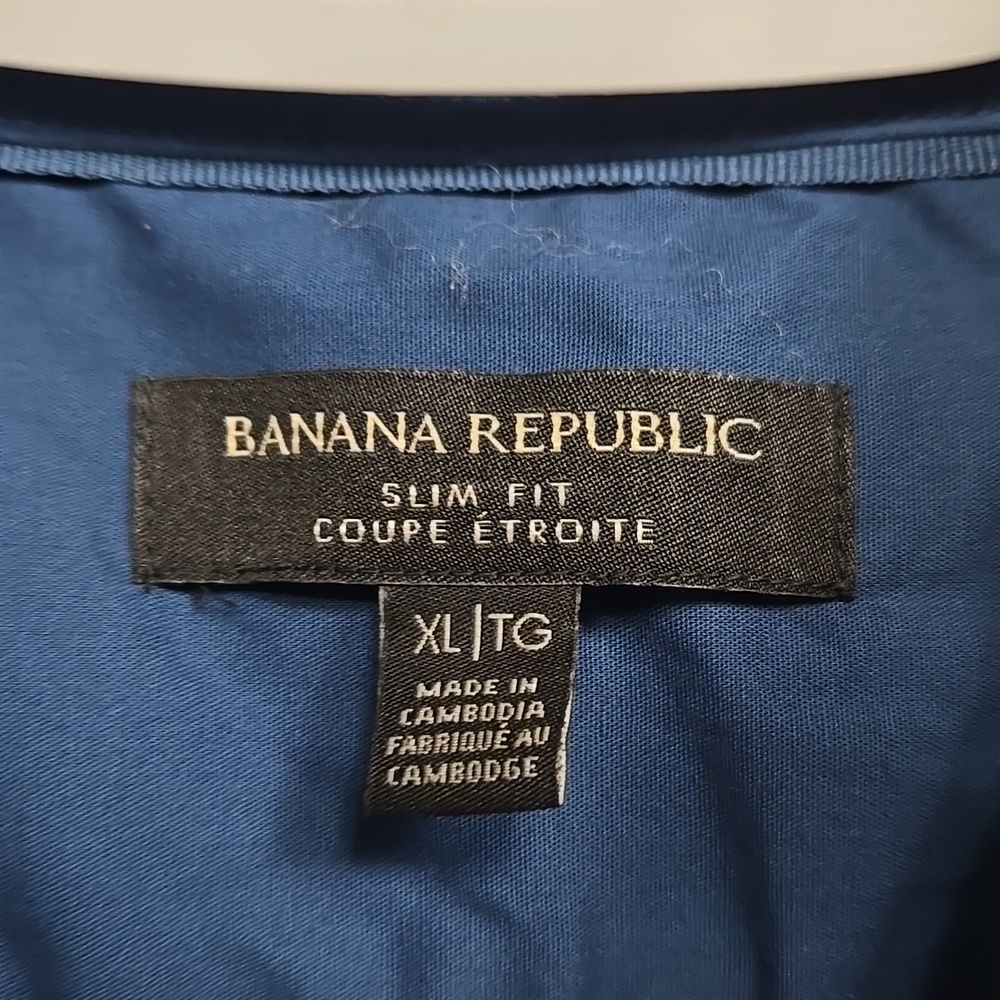 Banana Republic Size XL Blue Slim Fit Cotton Button Down Shirt - Picture 6 of 8